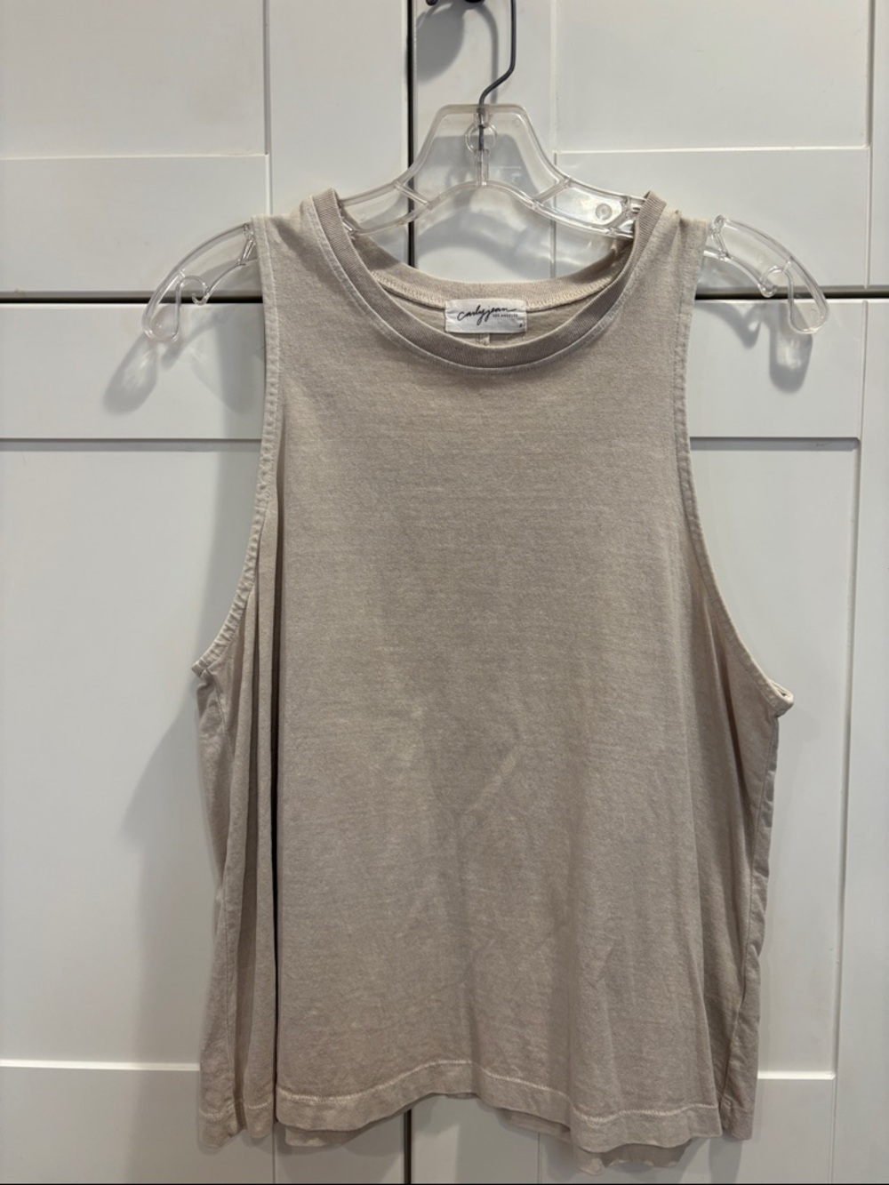 Carly Jean Los Angeles Relaxed Sleeveless Tank in Light Taupe